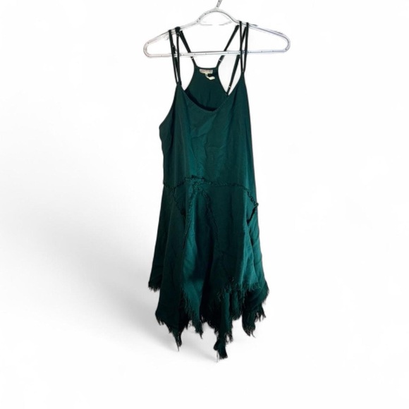 Free People Dark Green Asymmetrical Slip Dress - Picture 2 of 9